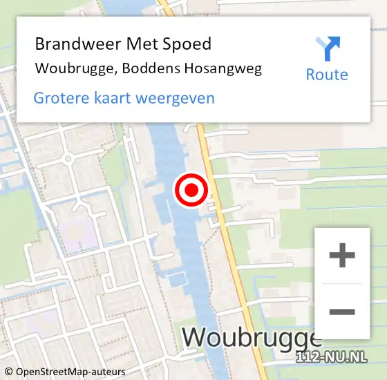 Locatie op kaart van de 112 melding: Brandweer Met Spoed Naar Woubrugge, Boddens Hosangweg op 8 juni 2014 13:51