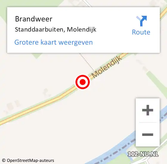 Locatie op kaart van de 112 melding: Brandweer Standdaarbuiten, Molendijk op 21 april 2021 11:40