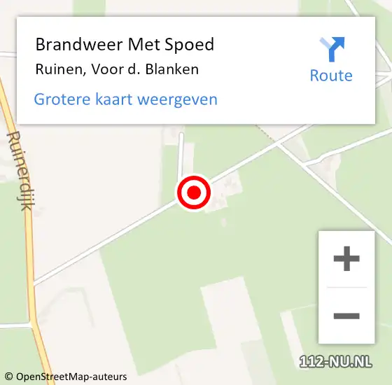 Locatie op kaart van de 112 melding: Brandweer Met Spoed Naar Ruinen, Voor d. Blanken op 21 april 2021 13:19