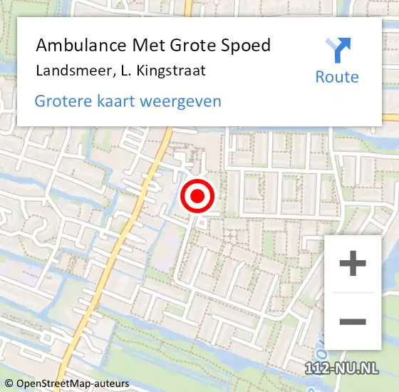 Locatie op kaart van de 112 melding: Ambulance Met Grote Spoed Naar Landsmeer, L. Kingstraat op 21 april 2021 13:28