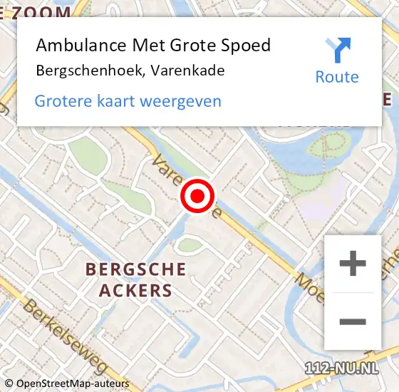 Locatie op kaart van de 112 melding: Ambulance Met Grote Spoed Naar Bergschenhoek, Varenkade op 21 april 2021 13:34