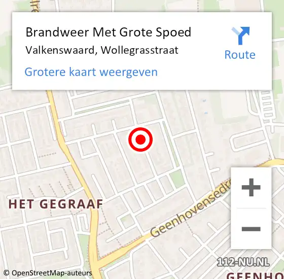 Locatie op kaart van de 112 melding: Brandweer Met Grote Spoed Naar Valkenswaard, Wollegrasstraat op 21 april 2021 13:43