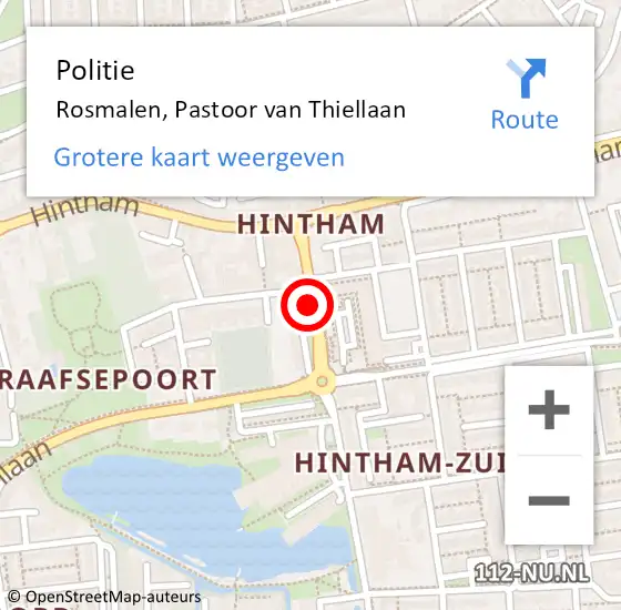 Locatie op kaart van de 112 melding: Politie Rosmalen, Pastoor van Thiellaan op 21 april 2021 13:57