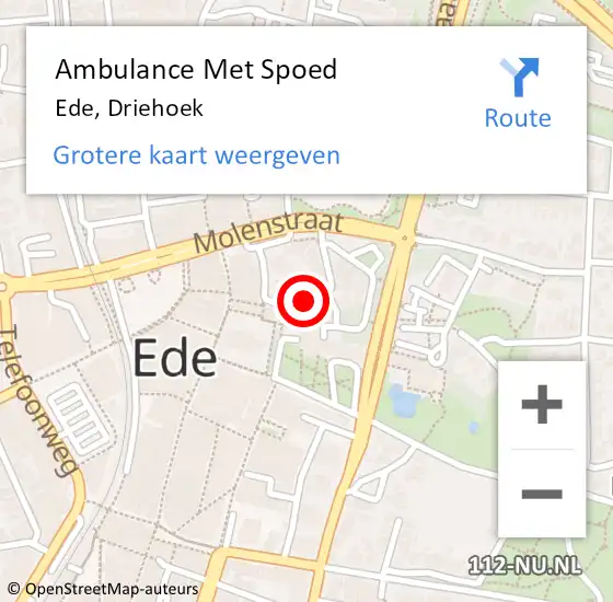 Locatie op kaart van de 112 melding: Ambulance Met Spoed Naar Ede, Driehoek op 21 april 2021 14:05