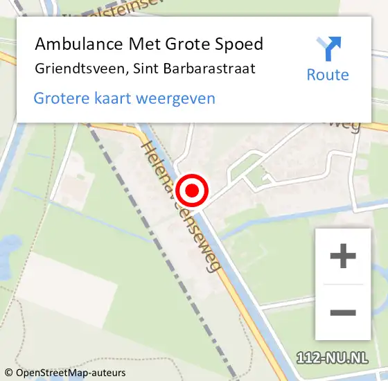 Locatie op kaart van de 112 melding: Ambulance Met Grote Spoed Naar Griendtsveen, Sint Barbarastraat op 8 juni 2014 14:22