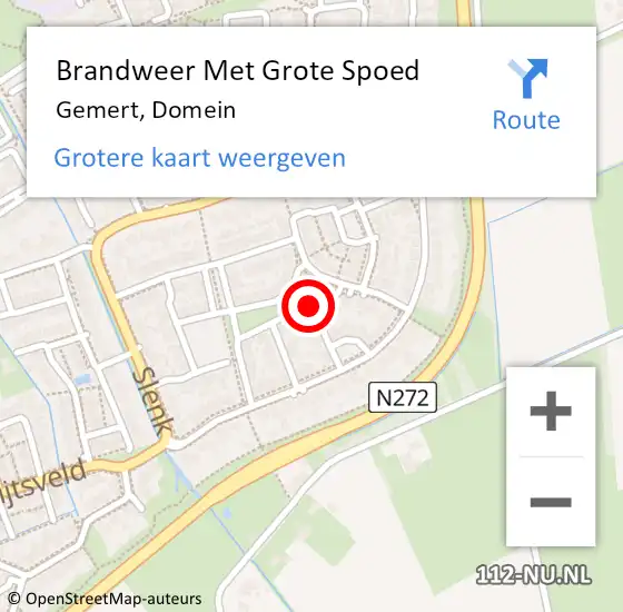 Locatie op kaart van de 112 melding: Brandweer Met Grote Spoed Naar Gemert, Domein op 21 april 2021 14:16