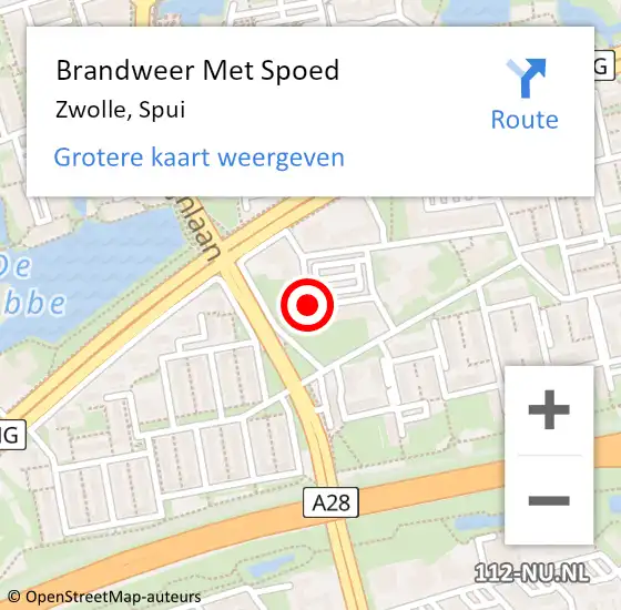 Locatie op kaart van de 112 melding: Brandweer Met Spoed Naar Zwolle, Spui op 21 april 2021 14:44