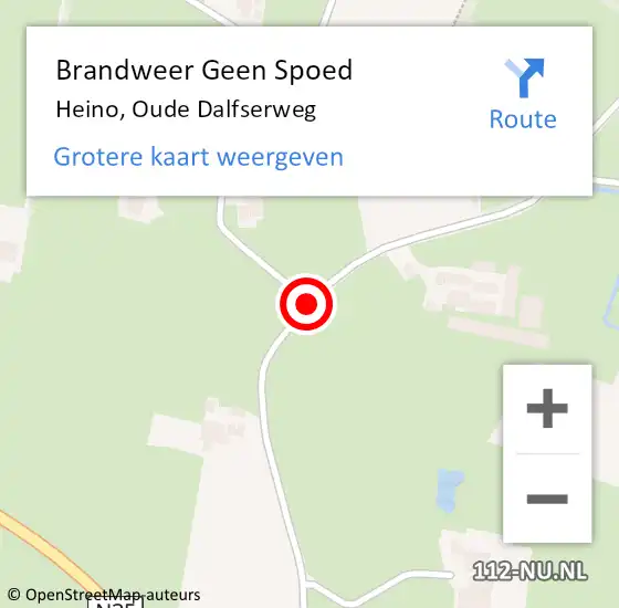 Locatie op kaart van de 112 melding: Brandweer Geen Spoed Naar Heino, Oude Dalfserweg op 21 april 2021 17:26