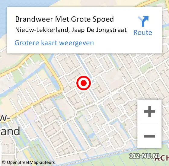 Locatie op kaart van de 112 melding: Brandweer Met Grote Spoed Naar Nieuw-Lekkerland, Jaap De Jongstraat op 21 april 2021 17:43