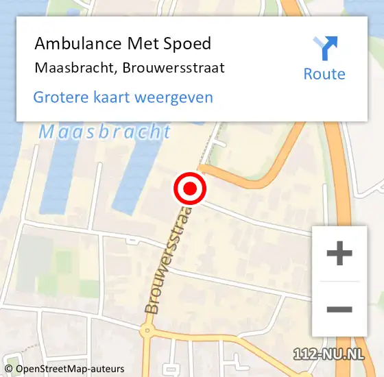 Locatie op kaart van de 112 melding: Ambulance Met Spoed Naar Maasbracht, Brouwersstraat op 21 april 2021 19:07