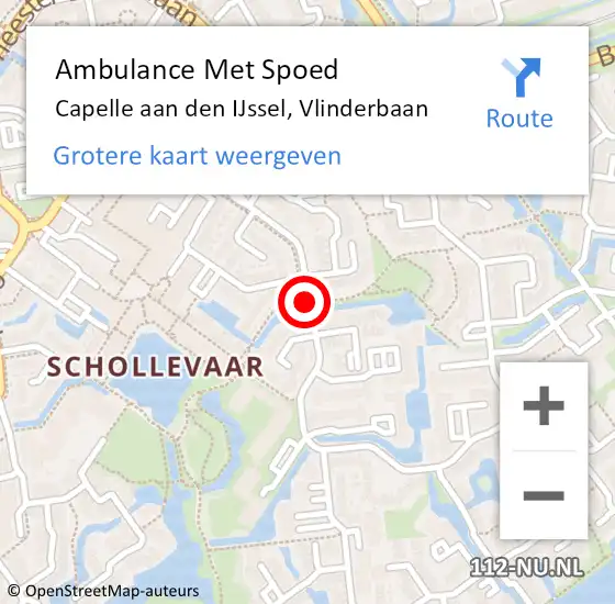 Locatie op kaart van de 112 melding: Ambulance Met Spoed Naar Capelle aan den IJssel, Vlinderbaan op 21 april 2021 19:53