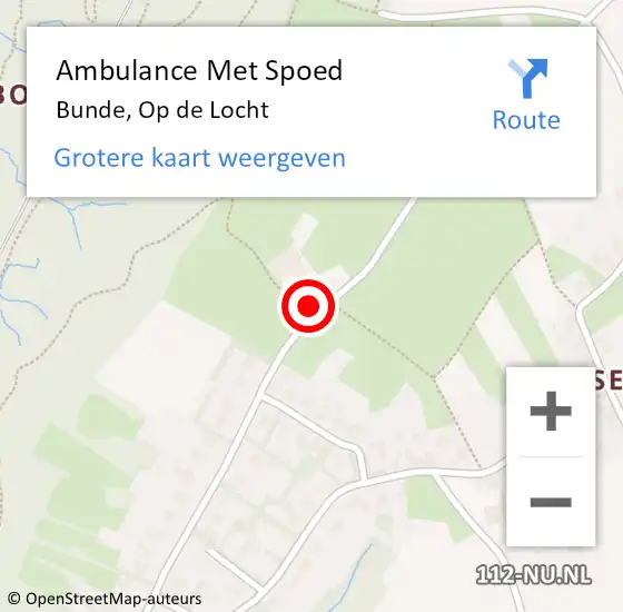 Locatie op kaart van de 112 melding: Ambulance Met Spoed Naar Bunde, Op de Locht op 8 juni 2014 14:48