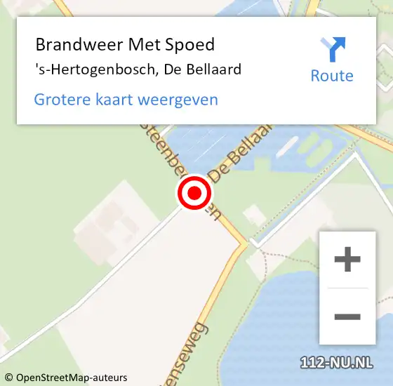 Locatie op kaart van de 112 melding: Brandweer Met Spoed Naar 's-Hertogenbosch, De Bellaard op 21 april 2021 21:06