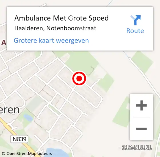 Locatie op kaart van de 112 melding: Ambulance Met Grote Spoed Naar Haalderen, Notenboomstraat op 22 april 2021 04:23