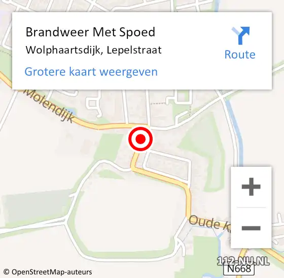 Locatie op kaart van de 112 melding: Brandweer Met Spoed Naar Wolphaartsdijk, Lepelstraat op 22 april 2021 05:03