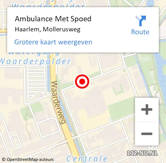 Locatie op kaart van de 112 melding: Ambulance Met Spoed Naar Haarlem, Mollerusweg op 22 april 2021 06:52