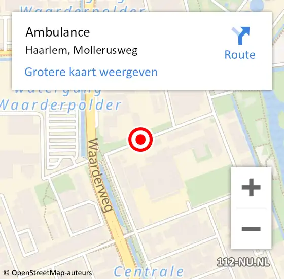 Locatie op kaart van de 112 melding: Ambulance Haarlem, Mollerusweg op 22 april 2021 06:55