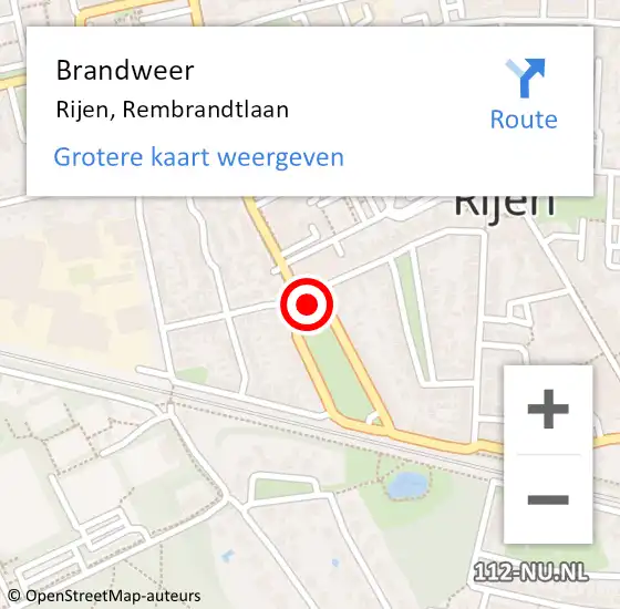 Locatie op kaart van de 112 melding: Brandweer Rijen, Rembrandtlaan op 22 april 2021 08:45