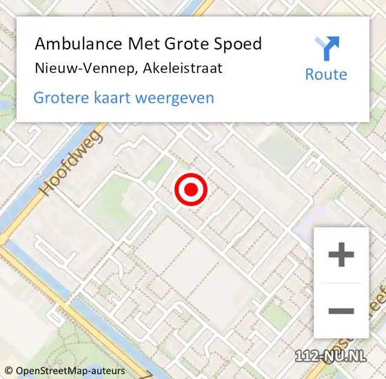 Locatie op kaart van de 112 melding: Ambulance Met Grote Spoed Naar Nieuw-Vennep, Akeleistraat op 22 april 2021 08:45