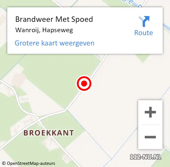 Locatie op kaart van de 112 melding: Brandweer Met Spoed Naar Wanroij, Hapseweg op 22 april 2021 10:25