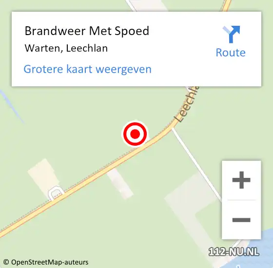 Locatie op kaart van de 112 melding: Brandweer Met Spoed Naar Warten, Leechlan op 8 juni 2014 15:52