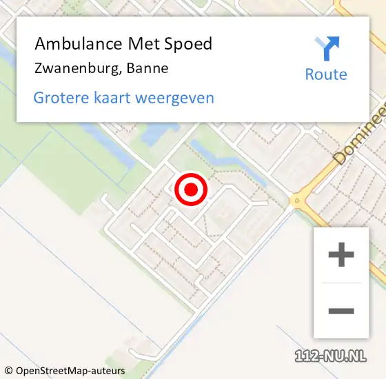 Locatie op kaart van de 112 melding: Ambulance Met Spoed Naar Zwanenburg, Banne op 22 april 2021 13:20