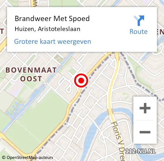 Locatie op kaart van de 112 melding: Brandweer Met Spoed Naar Huizen, Aristoteleslaan op 22 april 2021 13:54