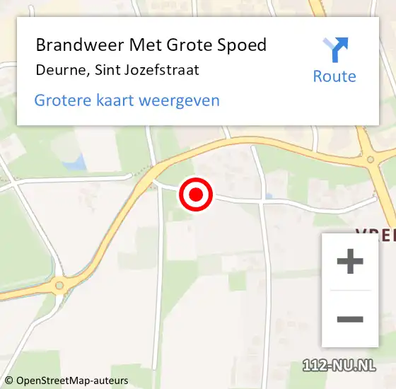 Locatie op kaart van de 112 melding: Brandweer Met Grote Spoed Naar Deurne, Sint Jozefstraat op 22 april 2021 14:37