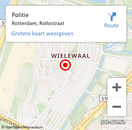 Locatie op kaart van de 112 melding: Politie Rotterdam, Rollostraat op 22 april 2021 14:46