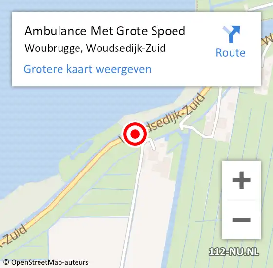 Locatie op kaart van de 112 melding: Ambulance Met Grote Spoed Naar Woubrugge, Woudsedijk-Zuid op 22 april 2021 15:13