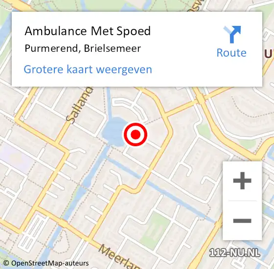 Locatie op kaart van de 112 melding: Ambulance Met Spoed Naar Purmerend, Brielsemeer op 22 april 2021 15:39