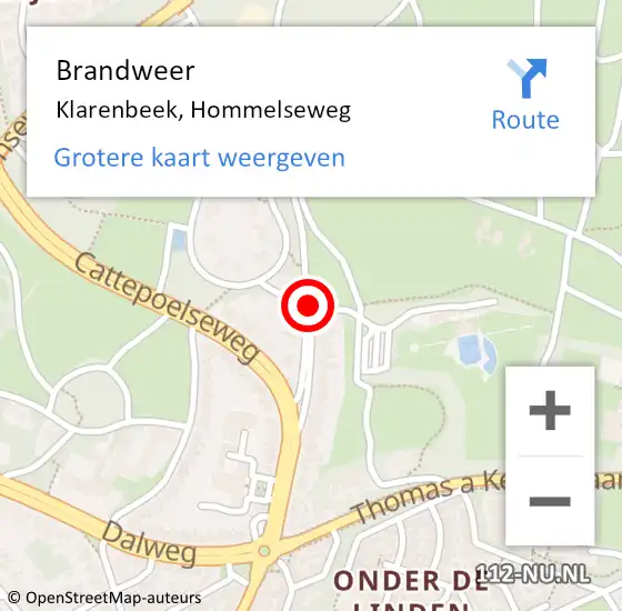 Locatie op kaart van de 112 melding: Brandweer Klarenbeek, Hommelseweg op 8 juni 2014 16:13