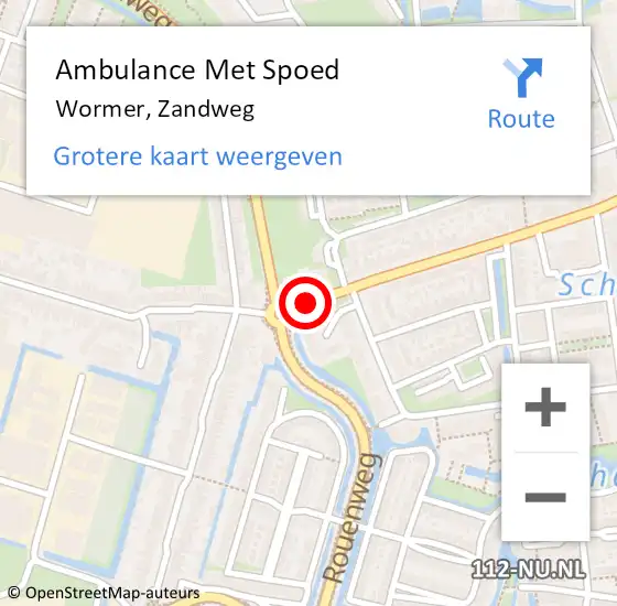 Locatie op kaart van de 112 melding: Ambulance Met Spoed Naar Wormer, Zandweg op 22 april 2021 15:58