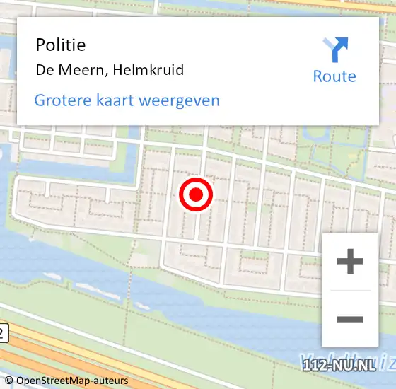 Locatie op kaart van de 112 melding: Politie De Meern, Helmkruid op 22 april 2021 16:06