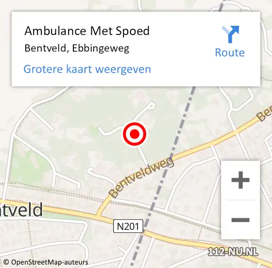 Locatie op kaart van de 112 melding: Ambulance Met Spoed Naar Bentveld, Ebbingeweg op 22 april 2021 16:12