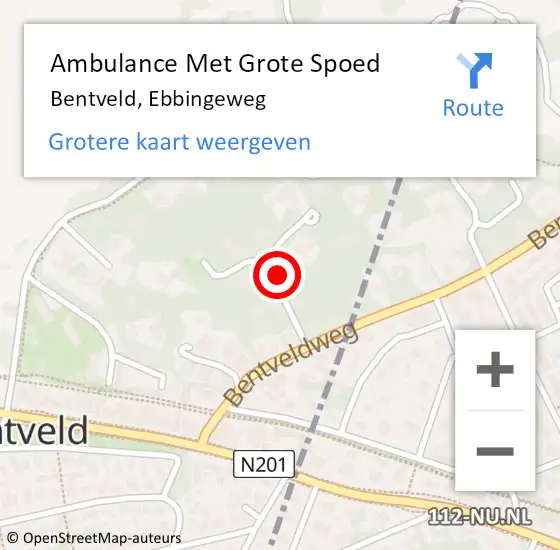 Locatie op kaart van de 112 melding: Ambulance Met Grote Spoed Naar Bentveld, Ebbingeweg op 22 april 2021 16:17