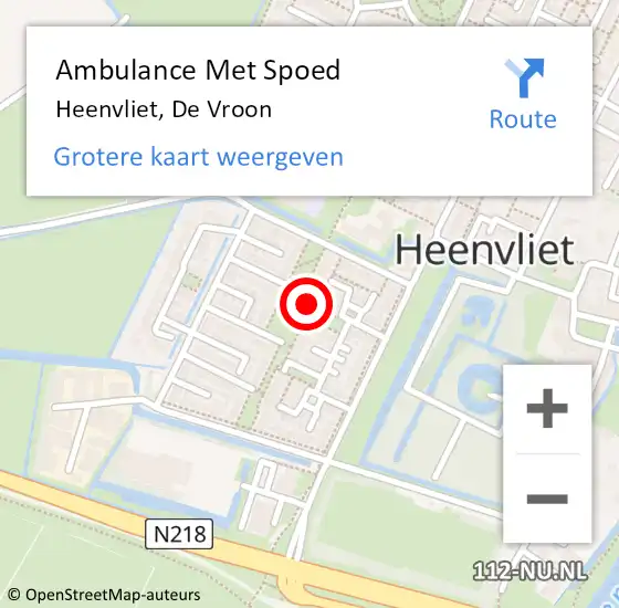 Locatie op kaart van de 112 melding: Ambulance Met Spoed Naar Heenvliet, De Vroon op 22 april 2021 16:28