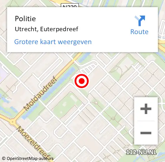 Locatie op kaart van de 112 melding: Politie Utrecht, Euterpedreef op 22 april 2021 16:30