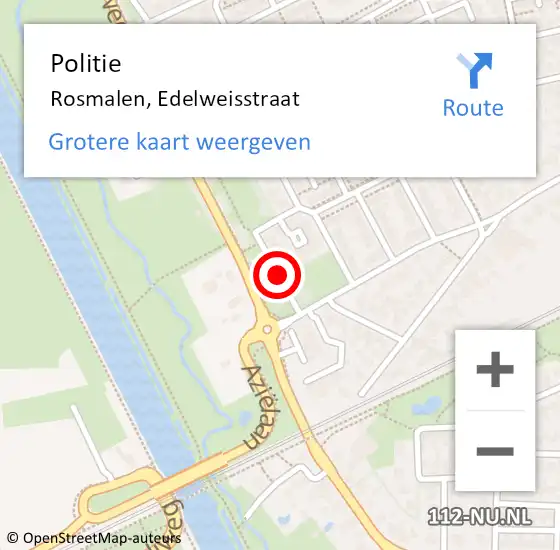 Locatie op kaart van de 112 melding: Politie Rosmalen, Edelweisstraat op 22 april 2021 16:59