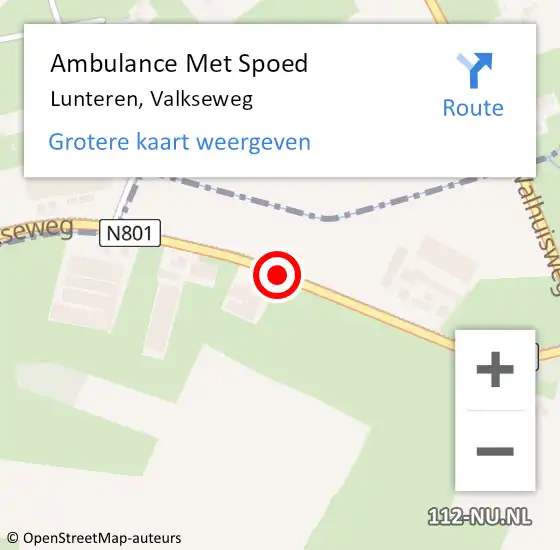 Locatie op kaart van de 112 melding: Ambulance Met Spoed Naar Lunteren, Valkseweg op 22 april 2021 17:12