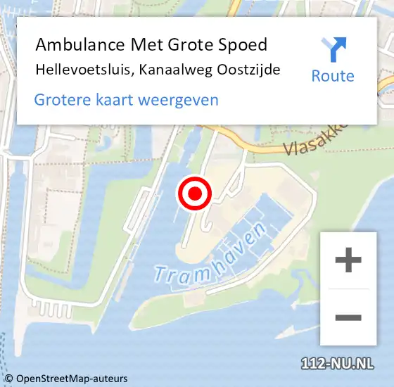 Locatie op kaart van de 112 melding: Ambulance Met Grote Spoed Naar Hellevoetsluis, Kanaalweg Oostzijde op 22 april 2021 17:27