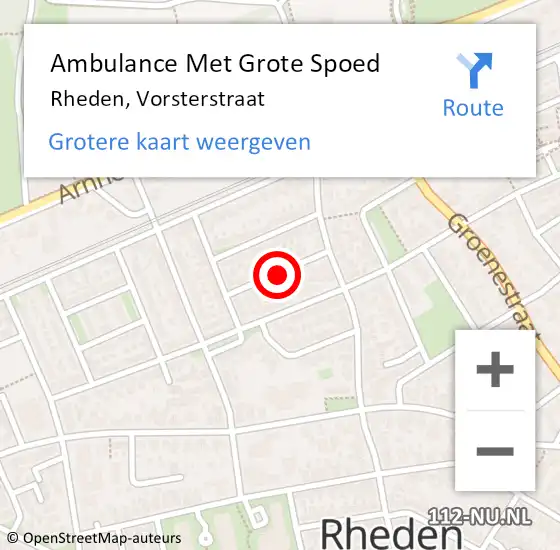 Locatie op kaart van de 112 melding: Ambulance Met Grote Spoed Naar Rheden, Vorsterstraat op 22 april 2021 17:55