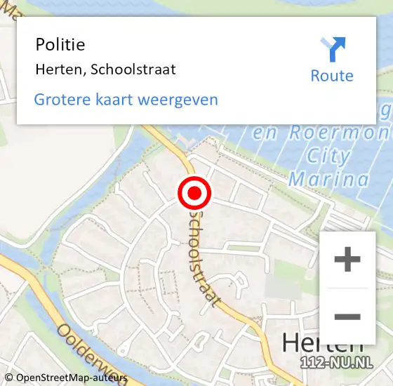 Locatie op kaart van de 112 melding: Politie Herten, Schoolstraat op 22 april 2021 18:59