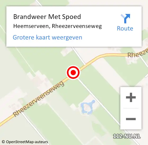 Locatie op kaart van de 112 melding: Brandweer Met Spoed Naar Heemserveen, Rheezerveenseweg op 22 april 2021 20:09