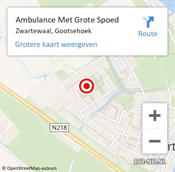 Locatie op kaart van de 112 melding: Ambulance Met Grote Spoed Naar Zwartewaal, Gootsehoek op 22 april 2021 20:56