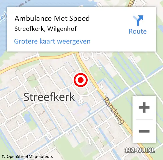 Locatie op kaart van de 112 melding: Ambulance Met Spoed Naar Streefkerk, Wilgenhof op 22 april 2021 21:41