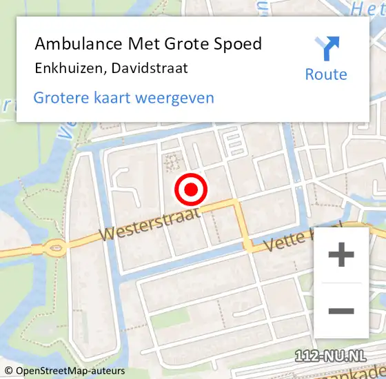 Locatie op kaart van de 112 melding: Ambulance Met Grote Spoed Naar Enkhuizen, Davidstraat op 23 april 2021 01:09