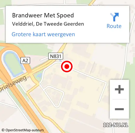 Locatie op kaart van de 112 melding: Brandweer Met Spoed Naar Velddriel, De Tweede Geerden op 23 april 2021 06:13