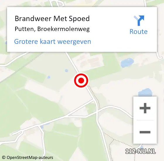 Locatie op kaart van de 112 melding: Brandweer Met Spoed Naar Putten, Broekermolenweg op 23 april 2021 08:45