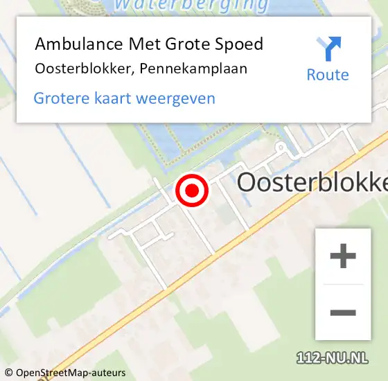 Locatie op kaart van de 112 melding: Ambulance Met Grote Spoed Naar Oosterblokker, Pennekamplaan op 23 april 2021 08:50